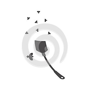 Fly swatter to kill flies and insects icon in flat style.Vector illustration.